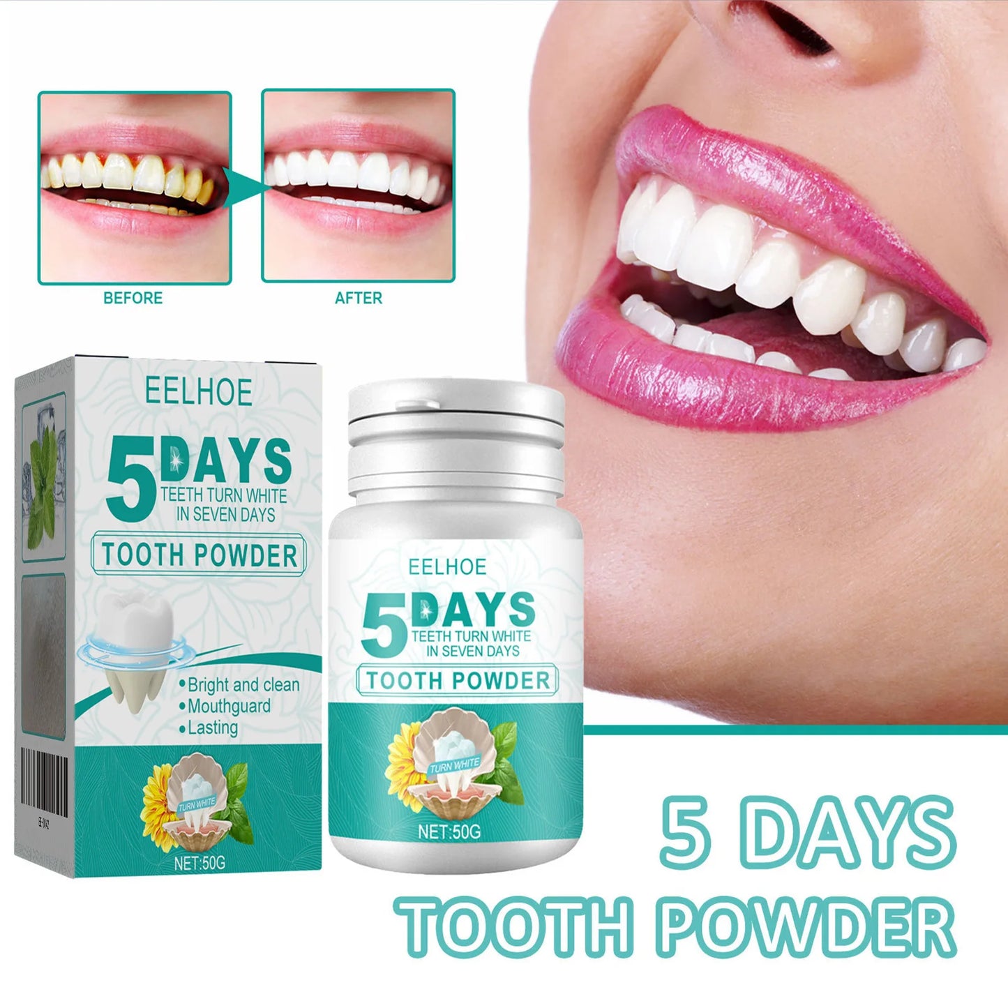 Eelhoe 50g 5 Days Teeth Whitening Powder